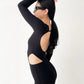 Faye Long Sleeve Cutout Suit In Black